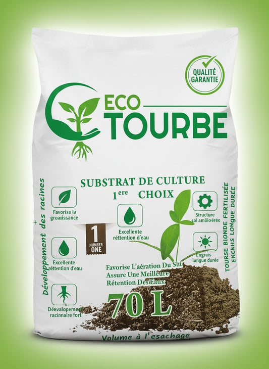 ECO TOURBE  Terreau végétal bio organique 20 kg 70 L